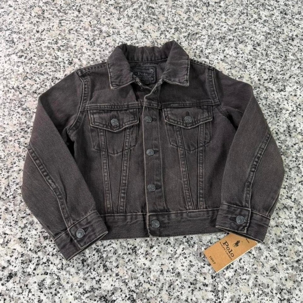 Polo Ralph Lauren Black Youth Button Trucker Jean Denim Jacket 6 Years NEW